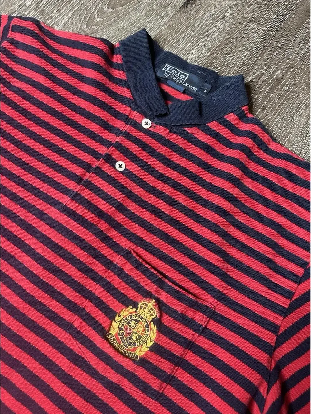 Vintage Crest Polo Ralph Lauren Men’s Large  Classic Fit Soft Cotton Pony USA